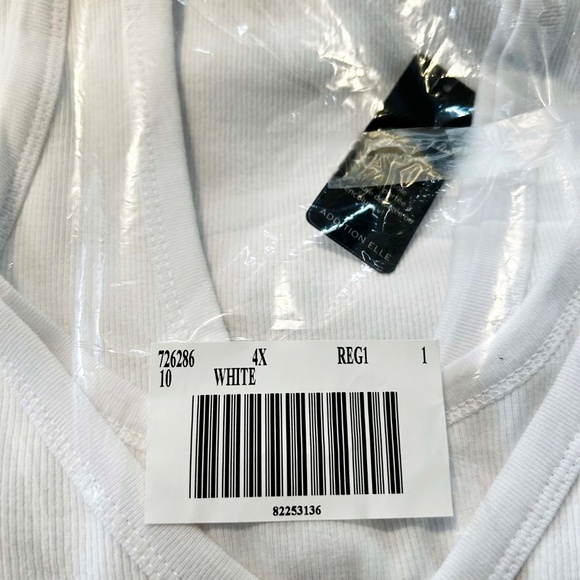 NEW PHOTOS! TANK TOP, 2-WAY VEE NECK/SCOOP NECK, WHITE, SIZE 4X, ADDITION ELLE, - Picture 7 of 10